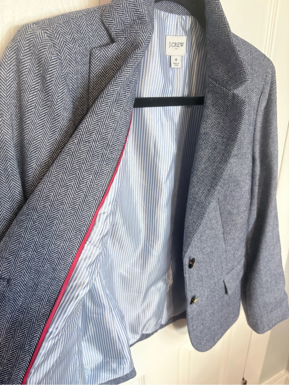 J.Crew Factory Herringbone Wool Blend Schoolboy Blazer Blue Size 4 - Picture 10 of 12